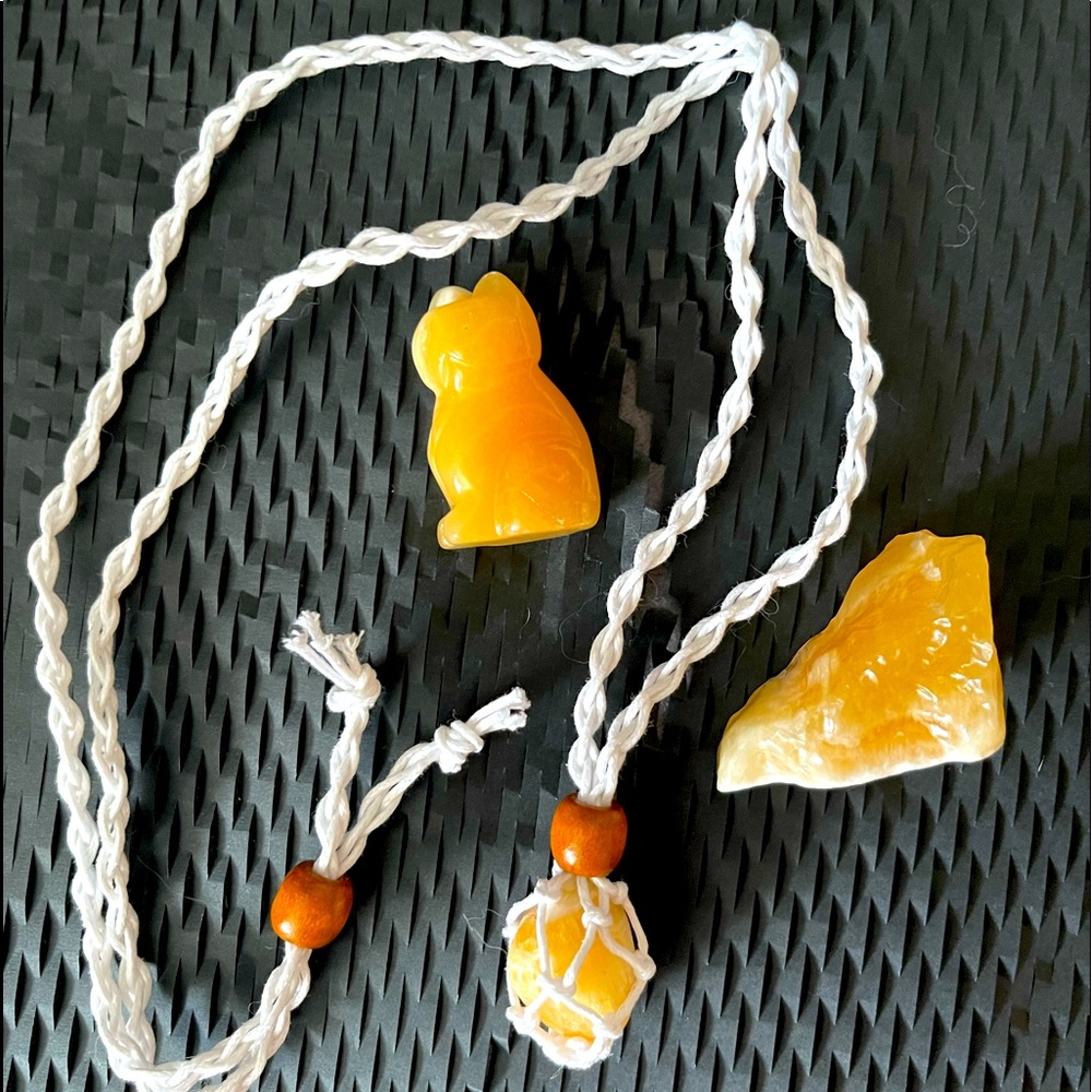 Yellow Calcite Macramé Necklace
